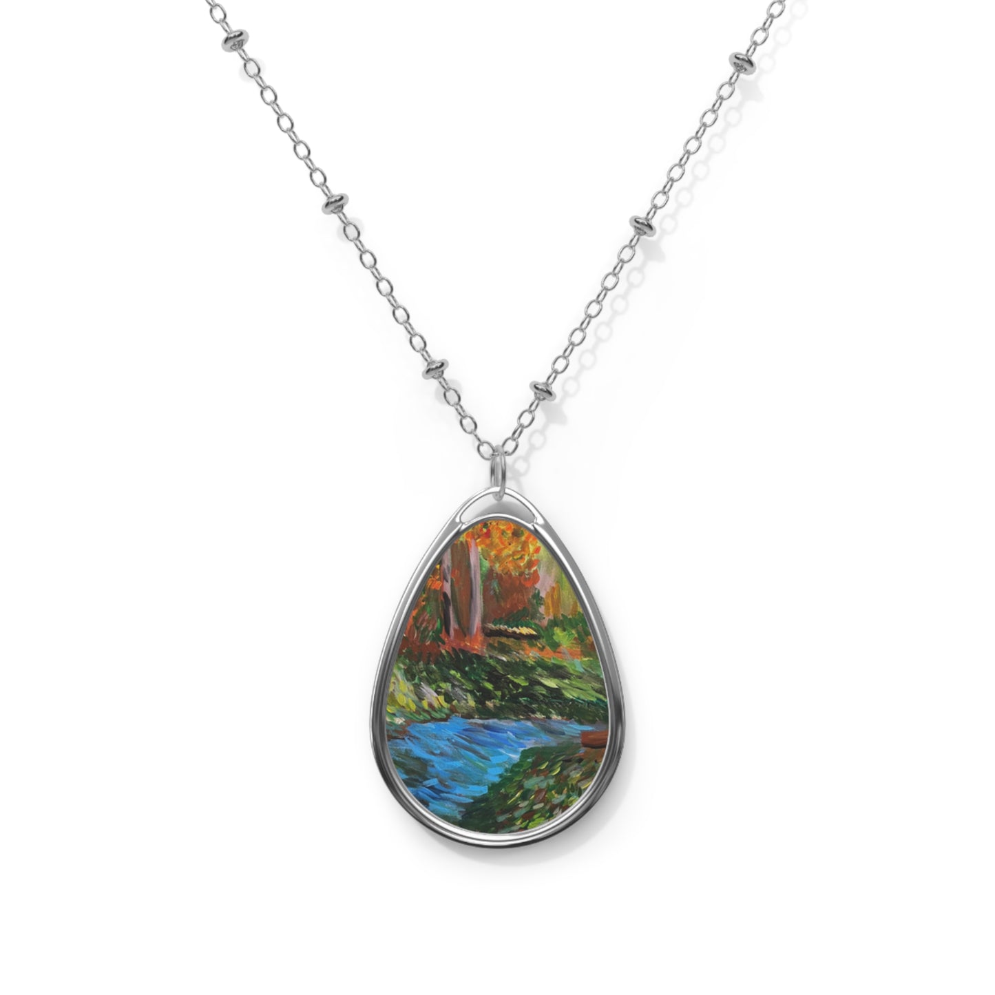 Windy Lake At Night - Necklace