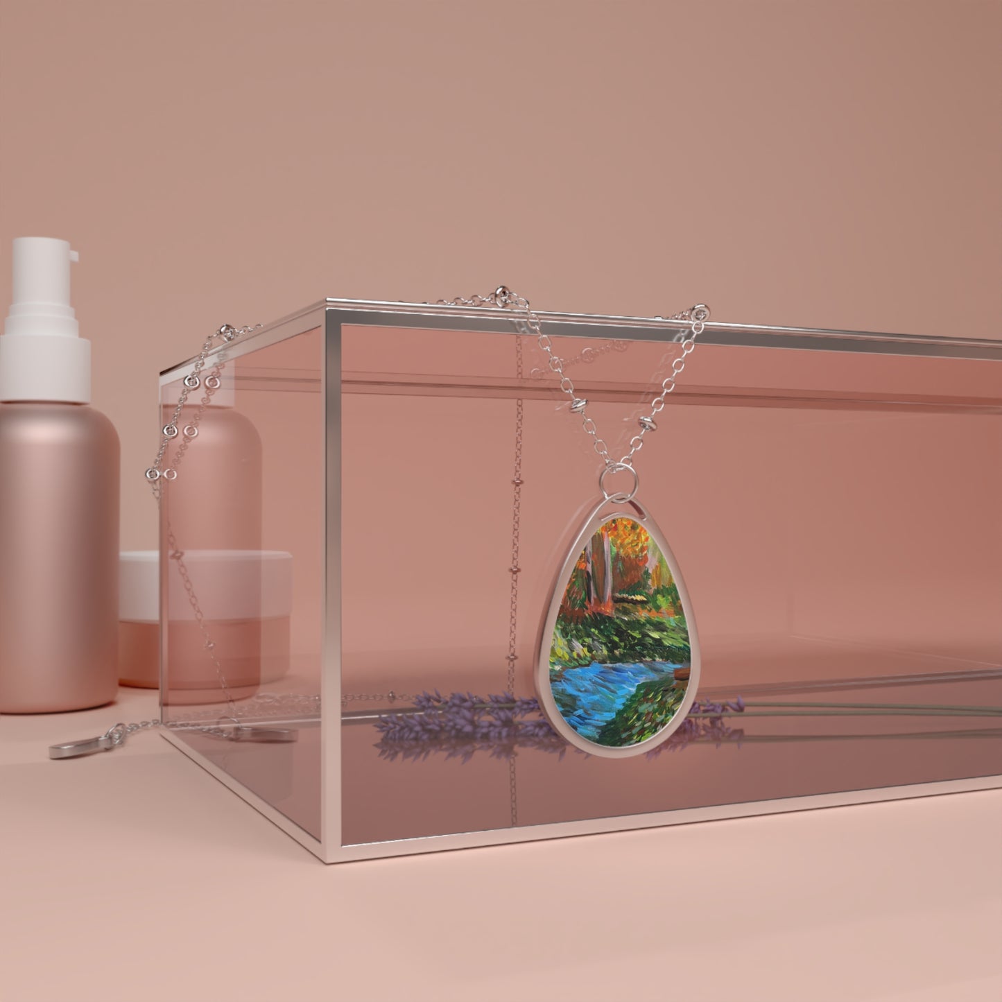 Windy Lake At Night - Necklace